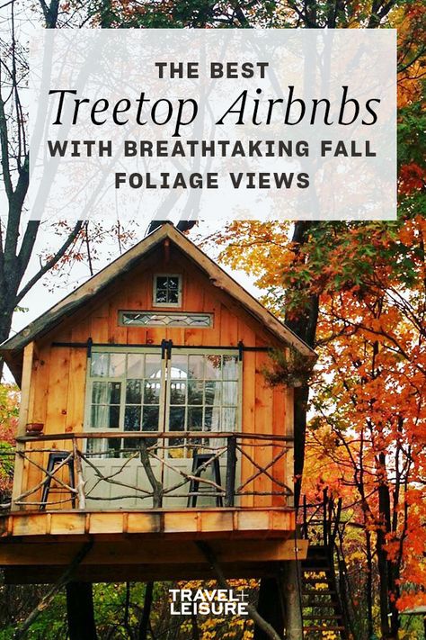 If you love the fall season and want to travel to see the best fall foliage views, click for the best airbnbs that you can find treetop to be adventurous and within the fall leaves. #Fall #Airbnb #BestAirbnbs #Camping #Hiking #FallFoliage #Adventurous #FallGetaway | Travel + Leisure Fall Foliage Airbnb, Tennessee Fall Vacation, Fall Adventures, Cabin Weekend, Fall Foliage Trips, Cabin Trip, Usa Places To Visit, Vacation Cabin, Fall Vacations