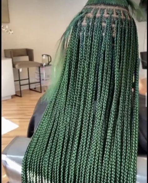 Protective Braids, Pretty Braided Hairstyles, Green Hair, Braid Styles, Army Green, Braided Hairstyles, Green And Grey, Hair Hair, Braids