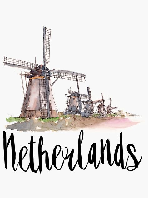 "Netherlands" Sticker by creativelolo | Redbubble Travel Accesories, Snapchat Stickers, Travel Drawing, Travel Icon, Travel Sketches, Travel Illustration, City Wallpaper, Instagram Highlight Icons, Instagram Icons