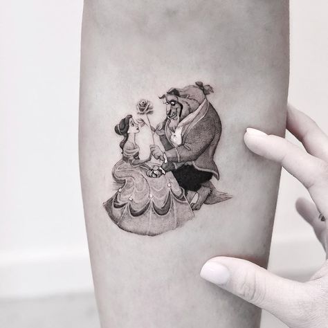 Belle Tattoo Disney, Ursula Tattoo, Sleeping Beauty Tattoo, Princess Tattoos, Cinderella Tattoo, Snow White Tattoos, The Beast Tattoo, Wormhole Tattoo, Beast Tattoo