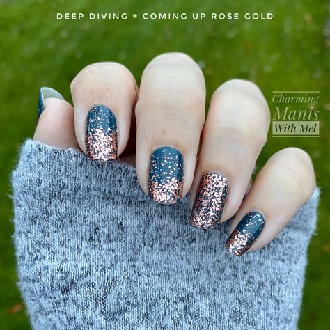 Color Street Deep Diving Mixed Mani, Deep Diving Color Street Combo, Foil Nail Designs, Deep Diving, Nail Color Combos, Foil Nails, Rose Gold Foil, Color Street Nails, Color Street