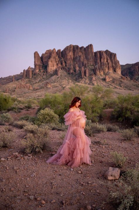 Maternity Shoot at Superstition Mountains Superstition Mountains Photoshoot, Desert Maternity Photos, Mountains Photoshoot, Superstition Mountains, Pregnant Couple, Dress With Ruffles, Maternity Shoot, Maternity Photos, Other Outfits