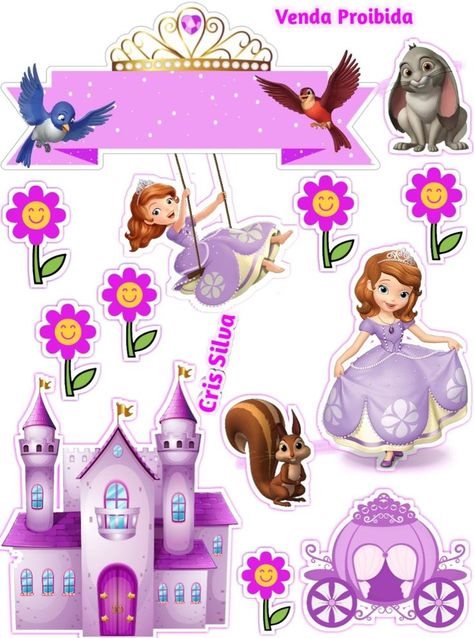 Sofia Birthday Cake, Sofia The First Cake, Disney Princess Cake Topper, Sofia Cake, Princess Sofia Birthday, Disiplin Anak, Sofia The First Birthday Party, Princess Cupcake Toppers, Doll Cake Topper