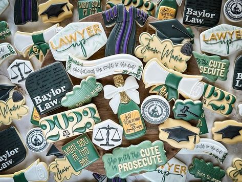 MS Cookie Co. on Instagram: "Y’all look out for Jean-Marie, Esq.! She’s setting a high bar!! ⚖️ . . . . #mscookieco #graduationcookies #lawschoolcookies #baylorlaw #baylor #baylorcookies #cookies #cookier #cookieart #customcookies #customsugarcookies #customdecoratedcookies #decoratedcookies #decoratedsugarcookies #dfw #dfwmom #dfwbride #dfweventplanner #dfwcookies #dfwcustomcookies #dallas #dallasmom #dallasbride #dallaseventplanner #dallascookies #dallascustomcookies" Lawyer Cookies, Law School Graduation Party, Doctor Party, Party Like Gatsby, Law School Graduation, Cookie Games, Graduation Cookies, Pretty Cookies, Cookie Ideas