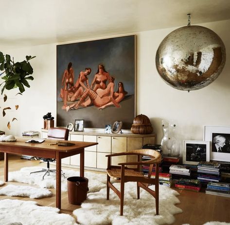 Painting A Desk, Jane Hallworth, Space Ceiling, Apartment Party, Beautiful Office Spaces, Stacks Of Books, Antique Architecture, Retro Interior Design, Whimsical Home