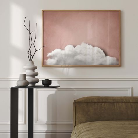 Blush Cloud Wall Art Print, Pink, Minimalist, Landscape, Above Bed Decor, Wall Decor Above the Bed, Bedroom Living Room, Nursery, Playroom by Aureous on Etsy Decor Above The Bed, Cloud Wall Art, Cloud Wall, Art Above Bed, Dark Landscape, Abstract Cloud, Above Bed Decor, Minimalist Landscape, Cloud Art