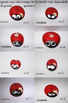 Ladybird Painted Rocks, Ladybug Eyes, Eye Ideas, Ladybug Rocks, Tattoo Plant, Ladybug Crafts, A Ladybug, Rock And Pebbles, Lady Bugs