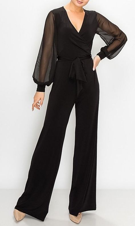 Womens Pantsuits Wedding Guest, Formal Pantsuits For Women Wedding, Formal Black Pants Outfit, Officiant Outfit Female, Black Prom Jumpsuit, Black Pantsuit Women, Jumpsuit Elegant Prom, Evening Jumpsuits Classy, Jumpsuit Outfit Formal