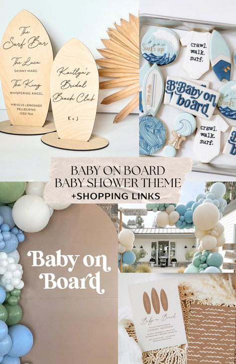 Baby on Board Baby Shower Inspiration, Mood Board, Amazon Shopping Links

Engraved Surfboard Signs- LoTides.Etsy.Com Coastal Theme Baby Shower Ideas, Baby On Board Centerpieces, Baby Shower Surf Theme, Surfer Boy Baby Shower Ideas, Baby On Board Shower Theme, Surf Baby Shower Theme, Coastal Baby Shower Theme, Baby On Board Baby Shower Ideas, Beach Baby Shower Theme