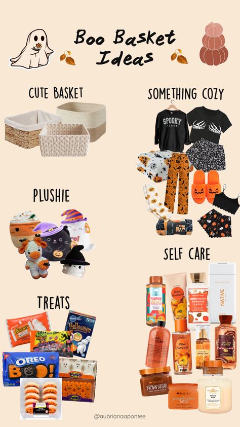 Boo Halloween basket Boo Basket Ideas For Girlfriend, Boo Basket Ideas For Best Friend, Fall Basket Ideas, Boo Basket Ideas, Auction Gift Basket Ideas, Thanksgiving Baskets, Halloween Sleepover, Fall Gift Baskets, Boo Baskets