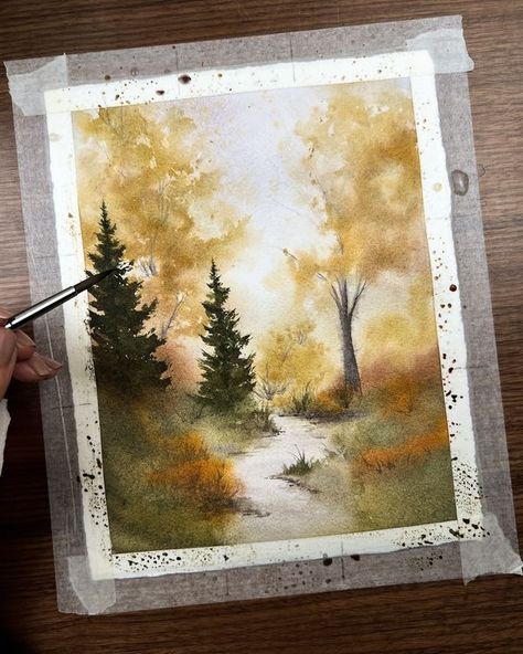 Mountains Forest, Watercolor Tips, Watercolor Mountains, Watercolor Paintings Tutorials, Watercolor Inspiration, Woodland Creatures, Nature Paintings, Watercolor Landscape, Student Art