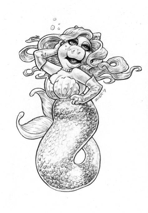 Myth Piggy Mermaid by PeterSavieri.deviantart.com on @deviantART Fat Mermaid, Mermaid Drawings, Unicorns And Mermaids, Mermaid Tattoo, Mermaids And Mermen, Miss Piggy, Mermaid Life, Mermaid Art, A Mermaid