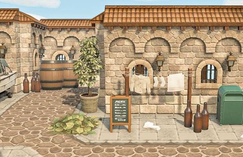 European City Acnh, Acnh Diagonal Stone Path, Acnh European Island Entrance, Acnh City Campsite, Acnh European Town, Acnh European Entrance, Animal Crossing European Town, Acnh Medieval Codes, Acnh European Island