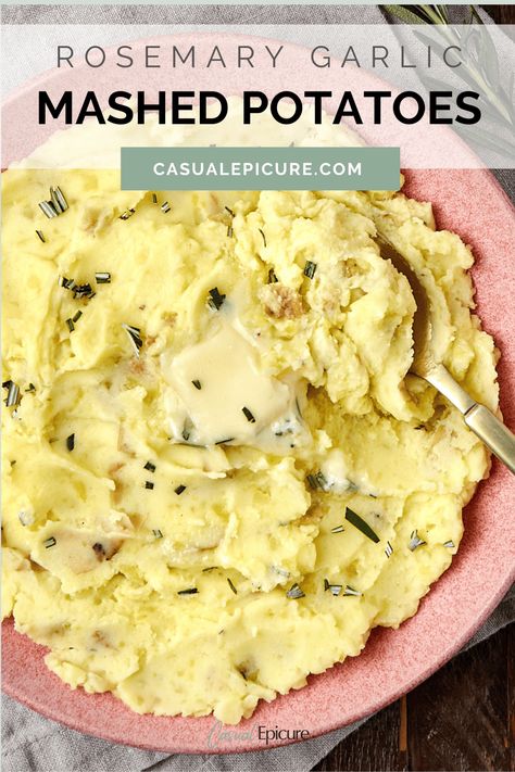 These Rosemary Garlic Mashed Potatoes are made from a cream that is infused with fresh rosemary and garlic. Simple enough for weeknight dinners, yet elegant enough to impress at holiday gatherings.rn Rosemary Garlic Mashed Potatoes, Creamy Roasted Garlic Mashed Potatoes, Creamy Garlic Rosemary Mashed Potatoes, Herb And Garlic Mashed Potatoes, Rosemary And Garlic Roasted Potatoes, Rosemary Mashed Potatoes, Red Skin Mashed Potatoes, Sour Cream Potatoes, Butter Mashed Potatoes