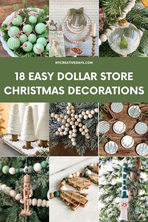 Looking for cheap and easy DIY Christmas decorations for home? I’m sharing 18 cute dollar store DIY Christmas décor and craft ideas that are so easy to make! Whether you�’re looking for DIY Christmas ornaments, garland, Christmas grad=fts, or DIY Christmas gift ideas, these are the best dollar tree DIY Christmas decoration ideas for outside and indoor! DIY Christmas decorations easy crafts, diy holiday decor Garland Christmas Decor Diy, Baubles Diy Christmas, Christmas Baubles Diy, Home Halloween Decorations, Christmas Ornaments Garland, Diy Christmas Decorations Dollar Store, Dollar Store Diy Christmas, Garland Christmas Decor, Easy Diy Christmas Decorations