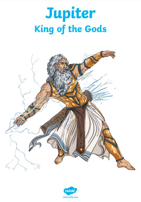 Jupiter was regarded as the Roman equivalent of the Greek God - Zeus. Jupiter was the brother of Neptune and Pluto. He was the king of the gods, also known as the sky god or the great protector. He controlled the weather and the forces of nature, and he was known to send thunderbolts to warn the citizens of Rome. Jupiter Roman God, Jupiter God, Greek Mythology Zeus, Zine Making, Zeus Jupiter, Sky God, Zeus God, God Zeus, Forces Of Nature