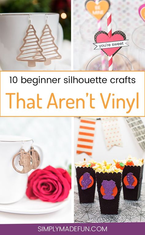 Beginner Silhouette Crafts That Aren't Vinyl - You don't need to buy vinyl to craft with your Silhouette Cameo! Use paper, faux wood, leather, and a ton of other materials to DIY easy gifts, home decor, and fashion items for you and your friends! Diy Easy Gifts, Freezer Paper Crafts, Silhouette Cameo Projects Beginner, Silhouette Cameo Projects Vinyl, Silhouette Cameo 2, Wood Gifts Diy, Cricut Gifts, Inkscape Tutorials, Cameo Crafts