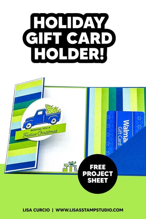 Learn how to make the perfect holiday gift card holder! This easy to make fun fold card tutorial is a great gift to give. Best part? You can make it in minutes! Fun Fold Cards // Handmade Card Ideas // Free Tutorial // Easy to Make DIY Images © Stampin’ Up! 1990-2023⁠ #lisacurcio #lisasstampstudio #funfoldcards #stampinupcard #DIYcard #cardmaking #greetingcard #papercraft #handmadecards #pocketcards #giftcardholder #handmadechristmas Gift Card Holders To Make, Truck Cards, Lisa Curcio, Holiday Gift Card Holders, Gift Card Holder Diy, Christmas Classics, Gift Cards Money, Money Card, Christmas Gift Card Holders