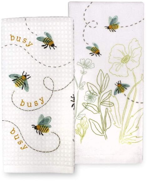 Celebrate Spring Together Spring Busy Bees Kitchen Towel 2-pk. #kitchen #bee #honeybee #busy #towel #spring #summer #flowers #decor #homedecor #kitchendecore #affiliatelink Bee Kitchen, White Hand Towels, Charming Kitchen, Bee Garden, Busy Bees, Bee Decor, Kitchen Towel Set, Kitchen Themes, Busy Bee