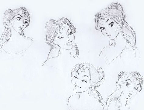 Concept art for Belle from Disney's "Beauty and the Beast" (1991) by Andreas Deja. Deja's rendering of the character closely resembles the final designs as used for the protagonist in the film production. Sketches Disney, Character Design Disney, Beauty And The Beast 1991, Art Galleries Design, Lilo Et Stitch, Disney Concept Art, Disney Sketches, Hot Anime, Disney Beauty And The Beast