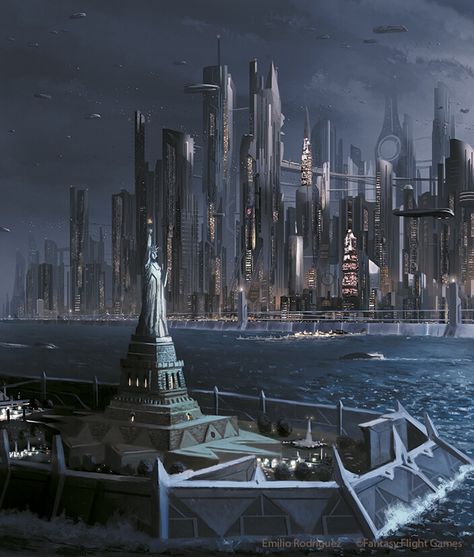 Future City Concept, Android Netrunner, Scifi City, Future Cities, Sci Fi Landscape, Temple Ruins, Sci Fi City, Sci Fi Environment, Cyberpunk City