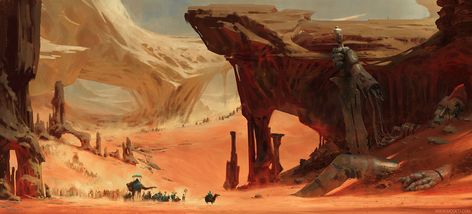 Fantasy Robot, Desert Rocks, Desert Environment, Desert Scene, Landscape Concept, Desert Art, Biome, Fantasy Setting, Fantasy Places