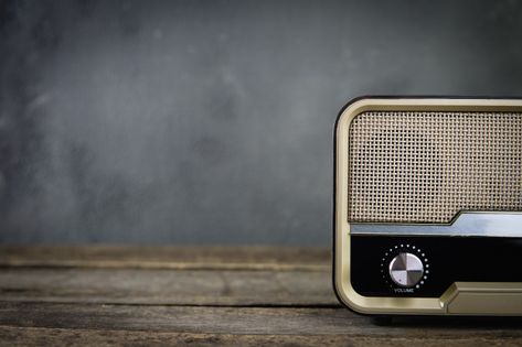 Old retro radio with on table front gray background Photo | Premium Download Radio Background, Radio Wallpaper, Devotional Background, Radio Photo, Radio Pictures, Best Photography Logo, Mosque Silhouette, Old Radio, Diwali Pictures