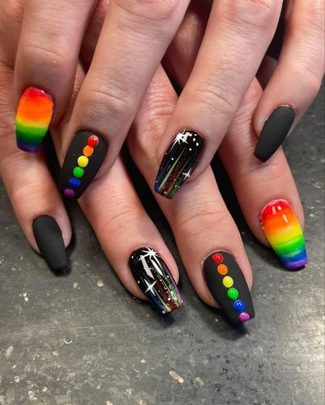 White Rainbow Nails, Black Nails With Rainbow, Nails With Rainbow, Black And White Rainbow, Rainbow Ring, Rainbow Rings, White Rainbow, Rainbow Nails, Ring Finger