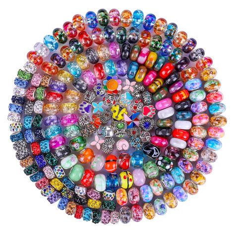 PRICES MAY VARY. Special European style macroporous beads for garden wand : The large hole in the middle is easy to operate, time-saving and convenient. The inner or outer flowers of the beads are always just right, which makes people relaxed and happy. Product composition and size: Select 7 diffrent style large hole beads and alloy pendant, each style 20 Pieces,add 30 pieces rhinestone European beads total 150 Pieces; Beads outer diameter: about 9-14 mm; thick:about 7-10 mm ; inner hole: about Brighton Charm Bracelet, Product Composition, Rhinestone Crafts, Princess Gifts, Craft Beads, Beads Charm, Fairy Wands, Jewelry Diy Bracelets, Diy Charm Bracelet