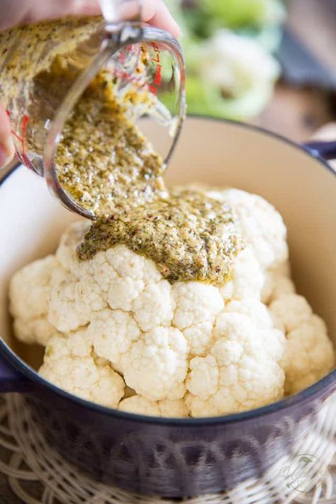 Whole Cauliflower, Whole Roasted Cauliflower, Baked Cauliflower, Veggie Side Dishes, Healthy Foodie, Cauliflower Recipes, Roasted Cauliflower, Veggie Dishes, Oven Baked