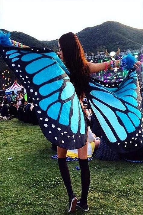 Butterfly Rave Outfit, Rave Outfits Ideas, Bonnaroo Outfits, Rave Outfits Plus Size, Streetwear Fashion Aesthetic, Alien Clothes, Edm Festival Outfit, Festival Clothes, Spring Butterfly