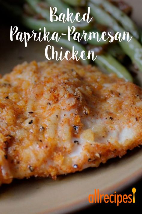 Parmesan Paprika Chicken, Baked Paprika Parmesan Chicken, Chicken Recipes For Dinner Baked, Baked Meat, Baked Chicken Cutlets, Baked Parmesan Crusted Chicken, Parmesan Crusted Chicken Recipe, Baked Garlic Parmesan Chicken, Paprika Recipes