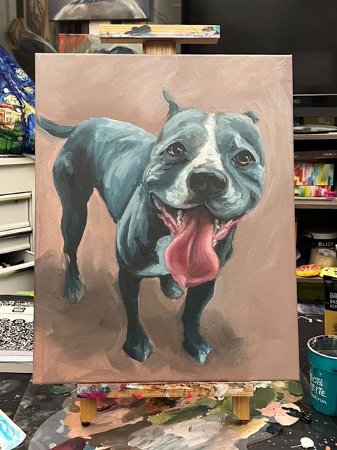 Pitbull Painting, Pitbull Portrait, Pitbull Blue, Pitbull Art, Dog Painting, Dog Paintings, Dog Art, Pitbull, Visual Art