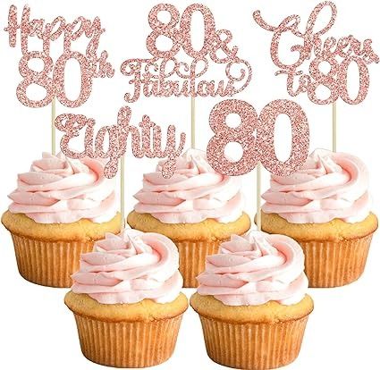 Amazon.com: 30 Pack Happy 80th Birthday Cupcake Toppers Rose Gold Glitter Eighty Cheers to 80 Years Old Birthday Cupcake Picks for Happy 80th Birthday Anniversary Party Cake Decorations : Grocery & Gourmet Food Happy 80th Birthday, Cupcake Picks, Anniversary Decorations, Rose Gold Glitter, 80th Birthday, Birthday Cupcakes, Anniversary Parties, Party Cakes, Cupcake Toppers