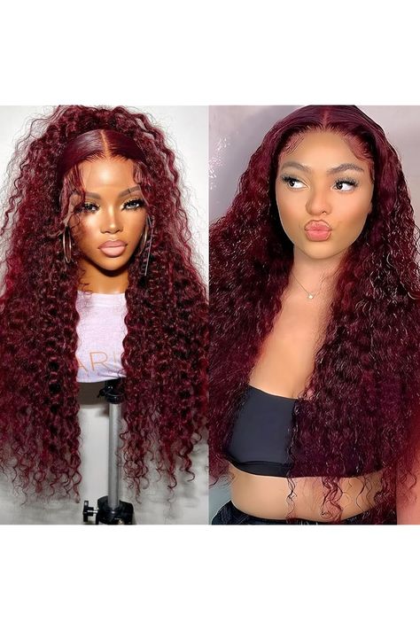 99j Burgundy Deep Wave Lace Front Wigs Human Hair 13x5 Hd Transparent Lace Frontal Wigs Human Hair for Black Women 150 Density Pre Plucked with Baby Hair 28 Inch Burgundy Deep Wave, Deep Wave Lace Front Wigs, Hair For Black Women, Lace Frontal Wigs, Lace Front Wigs Human Hair, Wigs Human Hair, Hairstyles Ideas, Deep Wave, Lace Frontal Wig