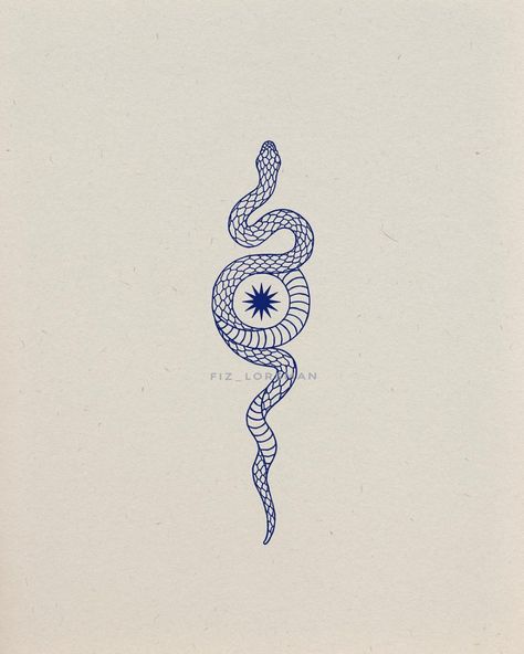 Elizabeth Forsman on Instagram: “Half-forgotten dream . Tattoo permit available link in bio! . #drawing #art #design #snake #snakeart #snakedesign #snaketattoo #moontattoo…” Evil Eye Snake Tattoo, Snake Spiral Tattoo, Snake Moon Tattoo, Kundalini Tattoo, Bio Drawing, Small Snake Tattoo, Girl Arm Tattoos, Circle Tattoo, Snake Tattoo Design