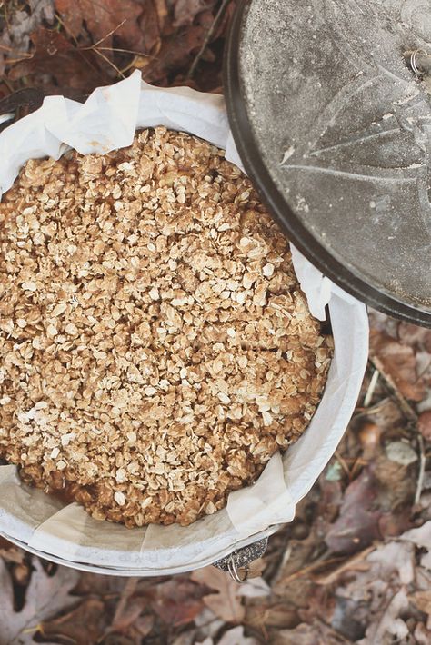 Dutch Oven Apple Crisp, Dutch Oven Desserts, Crockpot Apple Crisp, Dutch Oven Camping Recipes, Honey Jam, Dutch Oven Camping, Camping Dishes, Camping Desserts, Dutch Oven Cooking