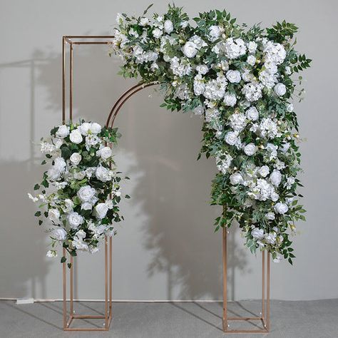 Red Wedding Flower Arrangements, Event Arch, Hydrangea Green, Arch Arrangement, Wedding Pillars, Garland Flower, Centerpiece Flower, Wedding Archway, Champagne Flowers