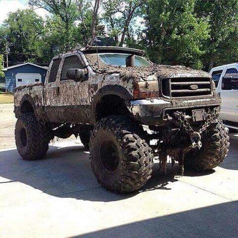 Huge Ford Jacked Up Chevy, Best Pickup Truck, Big Ford Trucks, Truck Storage, Mud Trucks, Old Ford Trucks, Lifted Chevy Trucks, Jeep Pickup, Jacked Up Trucks