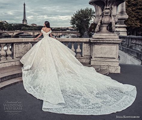 julia kontogruni 2018 bridal off the shoulder v neck full embellishment princess ball gown wedding dress cathedral train (6) bv -- Julia Kontogruni Wedding Dresses 2018 Julia Kontogruni, Wedding Dress Cathedral Train, Princess Ball Gowns Wedding Dress, Pengantin India, Western Wedding Dresses, Princess Bridal, Cathedral Train, Wedding Dresses 2018, V Neck Wedding Dress