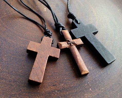 Wooden Cross Necklace Christian jewelry by Accessoriesandother Men Cross Necklace, Cross Necklace Mens, Wooden Cross Necklace, Cross Necklace Men, Wood Jewelery, Necklace Christian, Good Luck Necklace, Mens Cross Necklace, Wooden Crosses