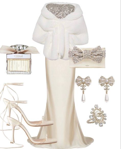 Outfit Ideas Dressy Classy, Luxury Fitted White Vintage Dress, Luxury Fitted Vintage White Dress, Elegant Winter White Fur Coat With Long Sleeves, Luxury White Elegant Victorian Dress, Elegant White Fur Coat, Royal Outfits Classy, Elegant Style Women, Elegant Outfit Classy