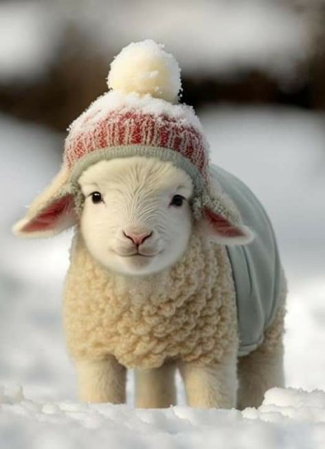 Sheep In The Snow, Lamb Pics, Smiling Lamb, Cute Lambs, Lamb Pictures, Sheep Funny, Sheep Cute, Sheep Christmas, Christmas Sheep