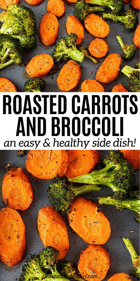 Roasted Carrots and Broccoli make the perfect pair! The sweetness of roasted carrots and the nuttiness of roasted broccoli, both dressed in a simple seasoning, come together for a healthy side dish you'll make time and time again. Carrot Roasted Recipes, Baked Carrots And Broccoli, Roasted Carrots Side Dish, Roasted Broccoli And Asparagus, Roasted Carrots And Broccoli Oven, Best Carrots Side Dish, Best Cooked Carrots, Broiled Carrots, Broccoli And Carrots Side Dishes