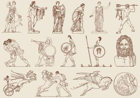 Ancient Greek Tattoo, Greek Drawing, Ancient Greece Aesthetic, Whimsical Tattoos, Ancient Greek Gods, Ancient Greek Art, Greek Tattoos, Greek Mythology Art, Mythology Art