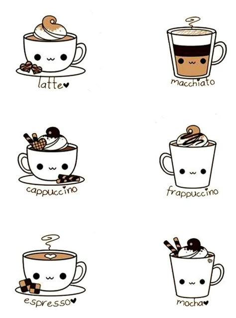 Kawaii Coffee Doodles. Adorable. Coffee Doodles Cute, Coffee Cartoon Drawing, How To Draw Kawaii Food, Cute Coffee Doodles, Coffee Cute Drawing, Adorable Drawings Kawaii, Cute Coffee Drawings, Coffee Cartoon Cute, Kawaii Drawings Easy