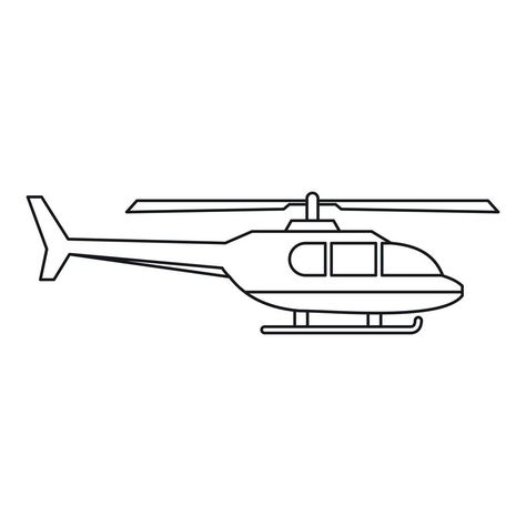 Military helicopter icon, outline style Simple Helicopter Drawing, Helicopter Drawing Easy, Helicopter Clipart, Helicopter Drawing, Side Face Drawing, Car Sticker Design, Pen And Wash, Military Helicopter, Sketches Simple