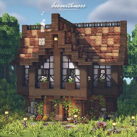 Mystical Minecraft, Minecraft Fairy Cottage, Cottage Building, Minecraft Bee, Cottage Minecraft, Cottagecore Minecraft, Tudor Cottage, Building Inspiration, Aesthetic Cottage