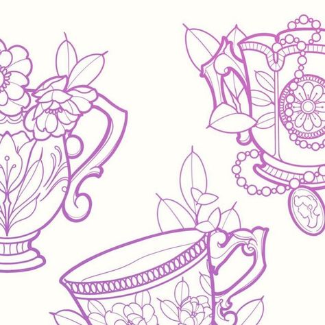 Cup Of Tea Tattoo, Teapot Tattoo, Tea Cup Drawing, Tea Tattoo, Teacup Tattoo, Cup Tattoo, Neotraditional Tattoo, Coffee Tattoos, Tattoo Portfolio