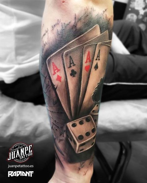 777 Casino Tattoo, Dead Mans Hand Tattoo, Money Bag Tattoo, Poker Tattoo, Playing Card Tattoos, Casino Tattoo, Ancient Art Tattoo, Ace Tattoo, Dice Tattoo